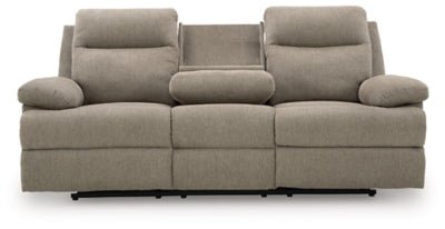 Side - Swipe Reclining Sofa with Drop Down Table - Beige Reclining Sofa modern furniture Contempo Furniture