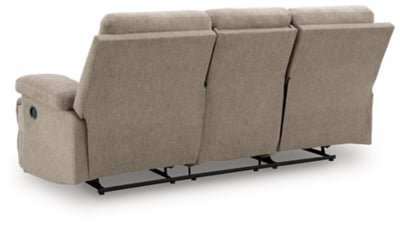 Side - Swipe Reclining Sofa with Drop Down Table - Beige Reclining Sofa modern furniture Contempo Furniture
