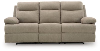 Side - Swipe Reclining Sofa with Drop Down Table - Beige Reclining Sofa modern furniture Contempo Furniture