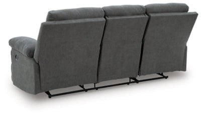 Side - Swipe Reclining Sofa with Drop Down Table - Dark Gray Reclining Sofa modern furniture Contempo Furniture
