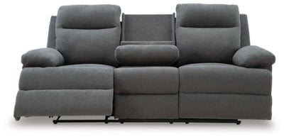 Side - Swipe Reclining Sofa with Drop Down Table - Dark Gray Reclining Sofa modern furniture Contempo Furniture