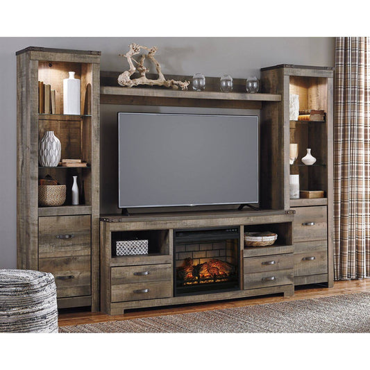 Signature Design by Ashley® Trinell 4-Piece Entertainment Center with Electric Fireplace.