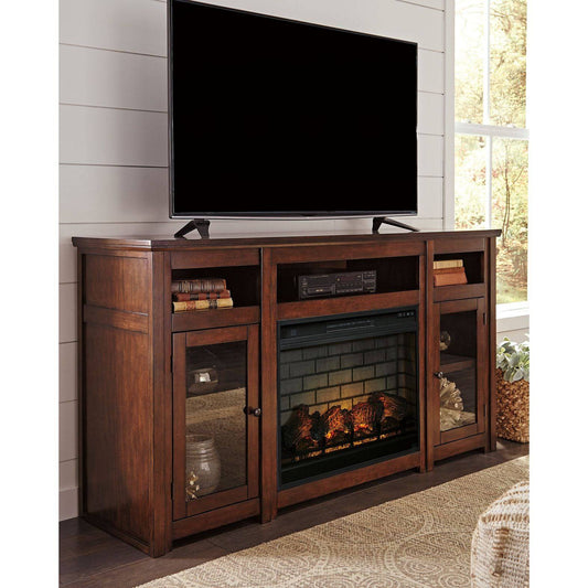 Signature Design by Ashley® Harpan 72" TV Stand with Electric Fireplace.