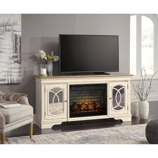 Signature Design by Ashley® Realyn 74" TV Stand with Electric Fireplace.