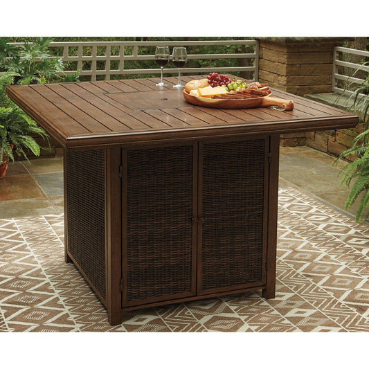 Signature Design by Ashley® Paradise Trail Square Bar Table w/Fire Pit.