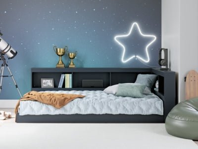Simmenfort Full Bookcase Storage Bed - Blue Storage Bed modern furniture Contempo Furniture