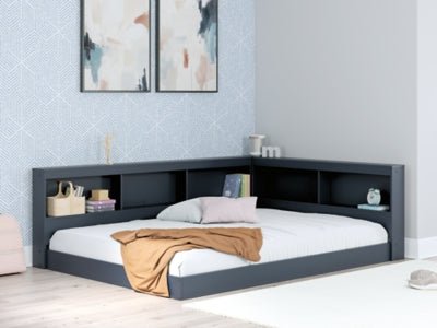 Simmenfort Full Bookcase Storage Bed - Blue Storage Bed modern furniture Contempo Furniture