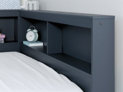 Simmenfort Full Bookcase Storage Bed - Blue Storage Bed modern furniture Contempo Furniture