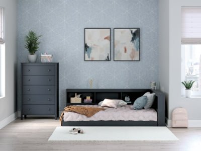 Simmenfort Full Bookcase Storage Bed - Blue Storage Bed modern furniture Contempo Furniture