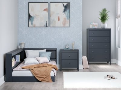 Simmenfort Twin Bookcase Storage Bed - Blue Storage Bed modern furniture Contempo Furniture