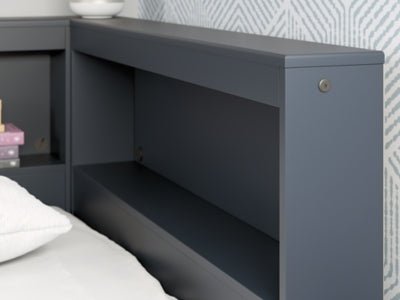 Simmenfort Twin Bookcase Storage Bed - Blue Storage Bed modern furniture Contempo Furniture