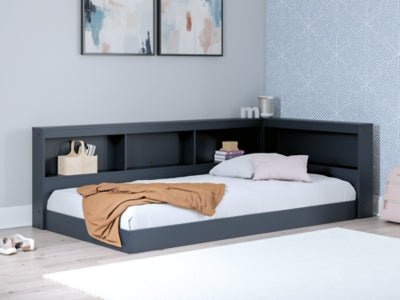 Simmenfort Twin Bookcase Storage Bed - Blue Storage Bed modern furniture Contempo Furniture