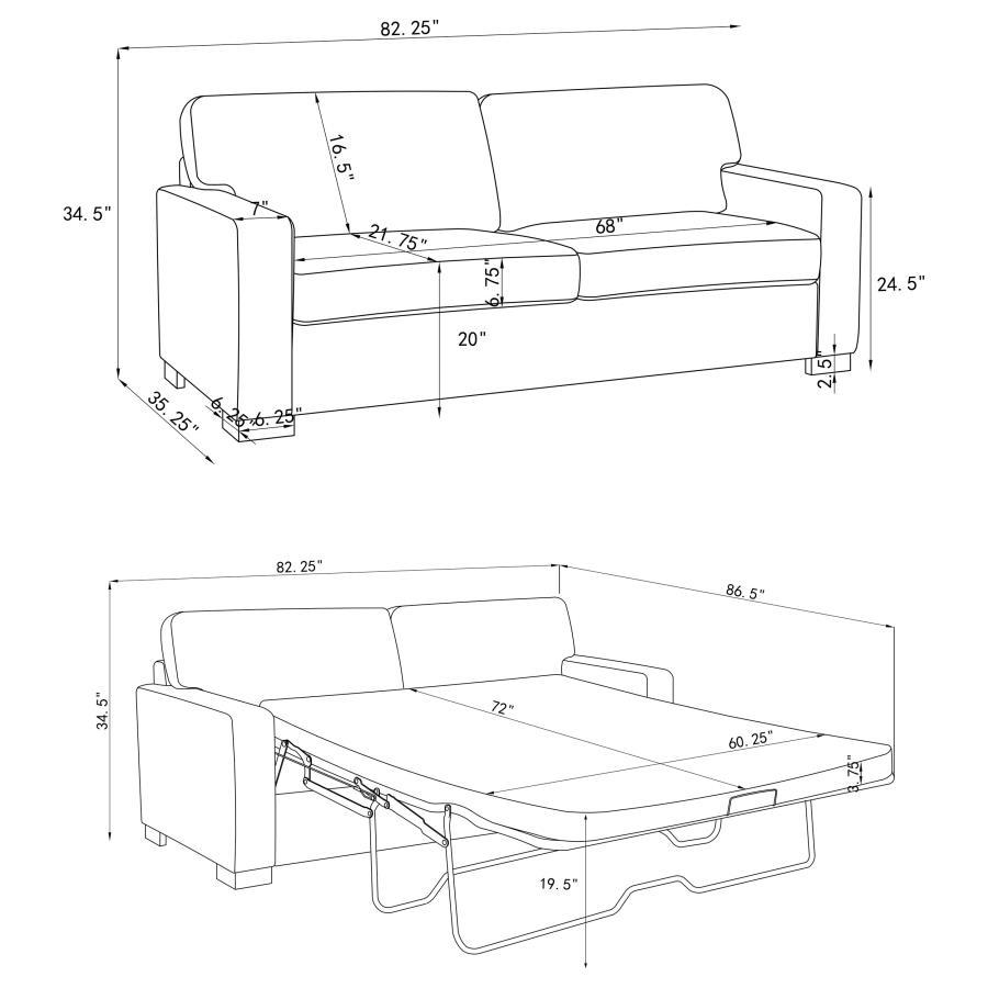 Simpson - Upholstered Sofa Sleeper With Queen Mattress - Gray Sleeper Sofa modern furniture Contempo Furniture