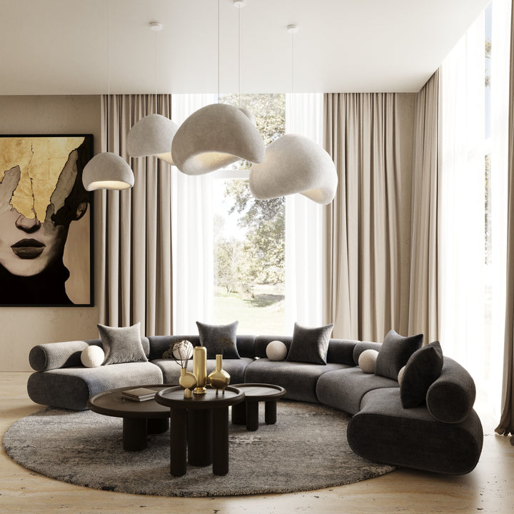 Simpson - Contemporary Dark Grey Fabric Curved Modular Sectional Sofa