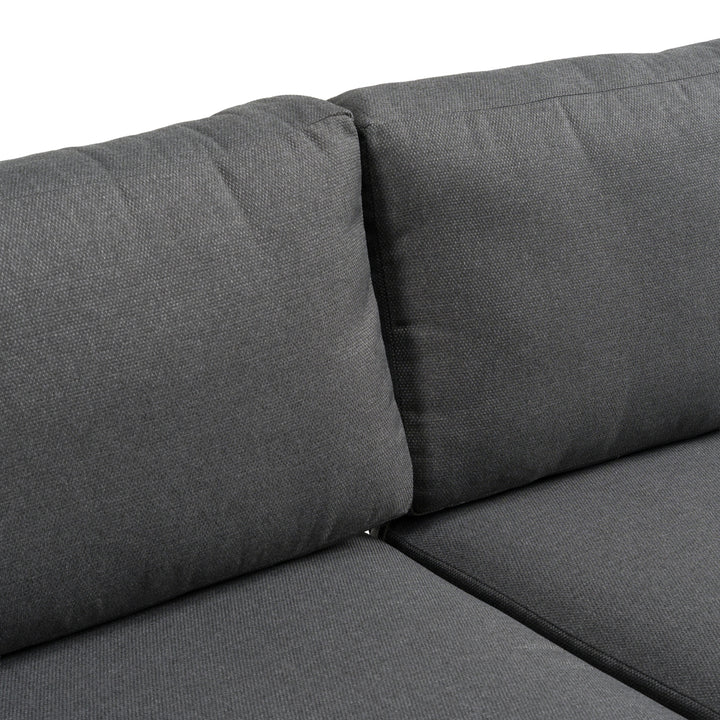 Skaros - Outdoor Grey Olefin Fabric + Eucalyptus Sectional Sofa + Coffee Table Set
