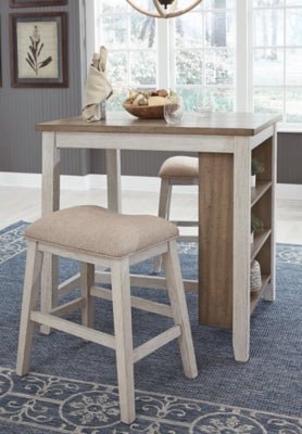 Skempton Counter Height Dining Table and Bar Stools (Set of 3) - White 3 Piece Dining Room Set modern furniture Contempo Furniture
