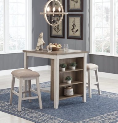 Skempton Counter Height Dining Table and Bar Stools (Set of 3) - White 3 Piece Dining Room Set modern furniture Contempo Furniture