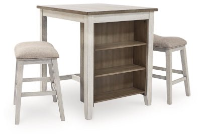 Skempton Counter Height Dining Table and Bar Stools (Set of 3) - White 3 Piece Dining Room Set modern furniture Contempo Furniture