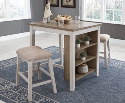 Skempton Counter Height Dining Table and Bar Stools (Set of 3) - White 3 Piece Dining Room Set modern furniture Contempo Furniture