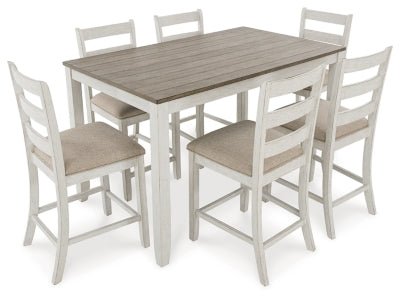 Skempton Counter Height Dining Table and Bar Stools (Set of 7) - White 7 Piece Dining Room Set modern furniture Contempo Furniture