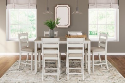 Skempton Counter Height Dining Table and Bar Stools (Set of 7) - White 7 Piece Dining Room Set modern furniture Contempo Furniture
