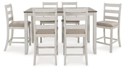 Skempton Counter Height Dining Table and Bar Stools (Set of 7) - White 7 Piece Dining Room Set modern furniture Contempo Furniture