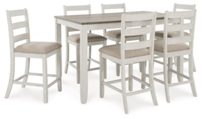 Skempton Counter Height Dining Table and Bar Stools (Set of 7) - White 7 Piece Dining Room Set modern furniture Contempo Furniture