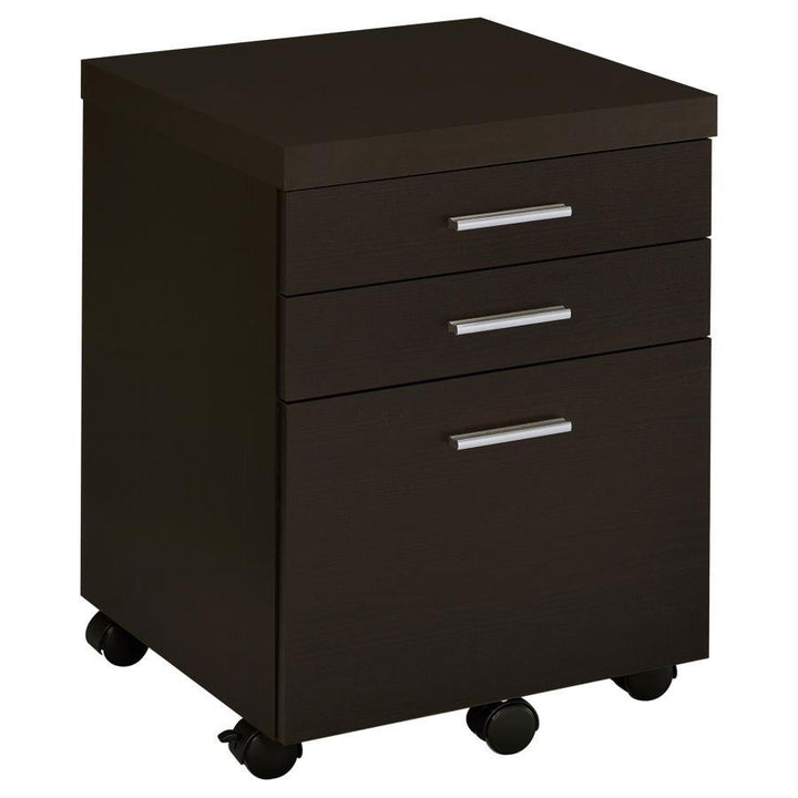 Skylar - 3 - Drawer Home Office Mobile File Cabinet - Cappuccino Filing Cabinet modern furniture Contempo Furniture