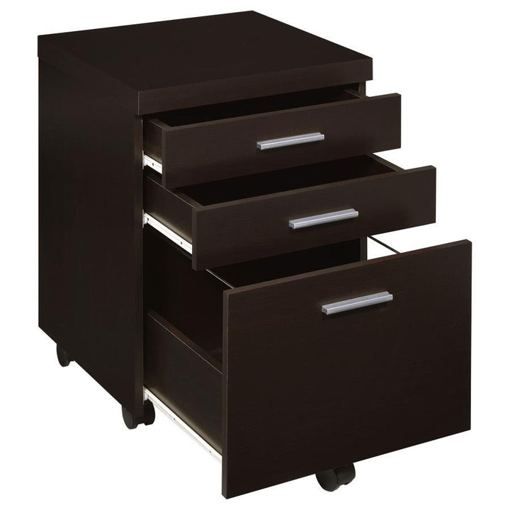 Skylar - 3 - Drawer Home Office Mobile File Cabinet - Cappuccino Filing Cabinet modern furniture Contempo Furniture