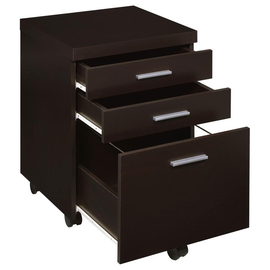 Skylar - 3 - Drawer Home Office Mobile File Cabinet - Cappuccino Filing Cabinet modern furniture Contempo Furniture