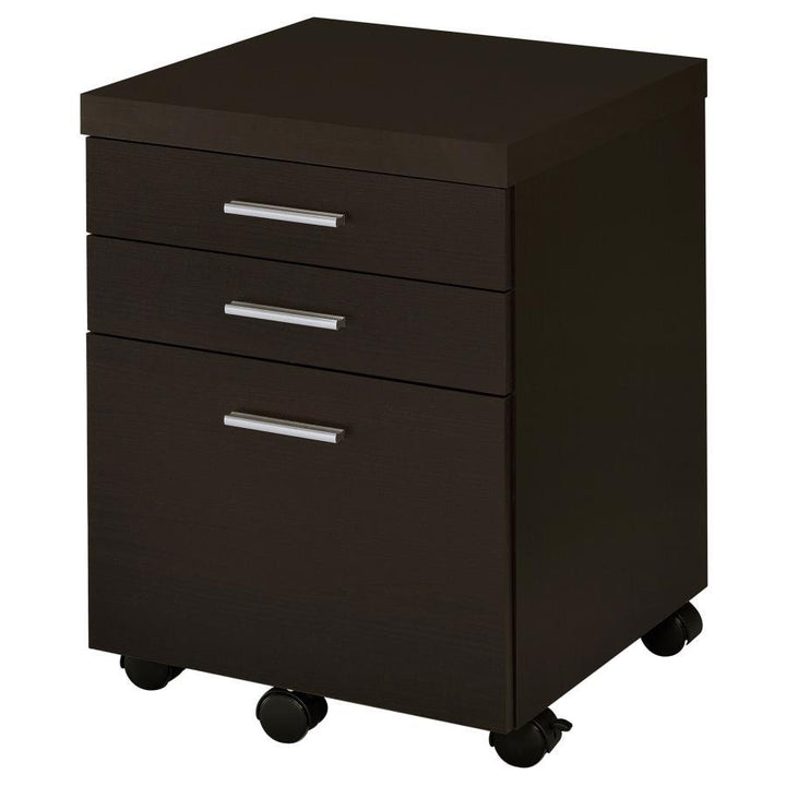 Skylar - 3 - Drawer Home Office Mobile File Cabinet - Cappuccino Filing Cabinet modern furniture Contempo Furniture