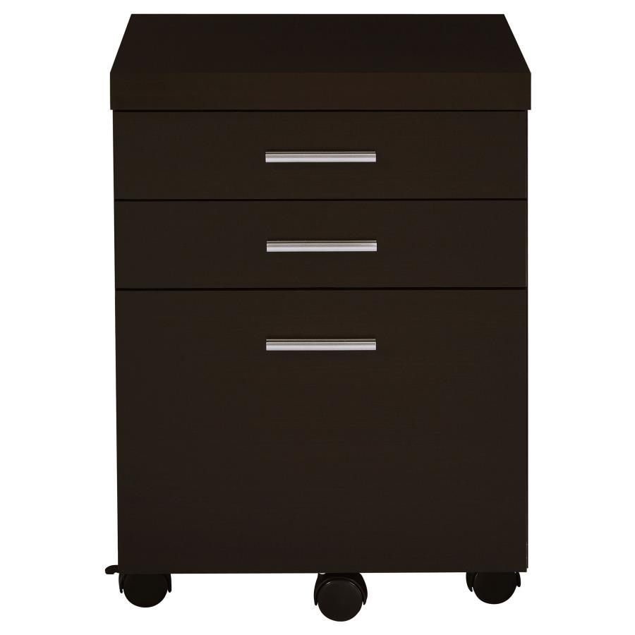 Skylar - 3 - Drawer Home Office Mobile File Cabinet - Cappuccino Filing Cabinet modern furniture Contempo Furniture