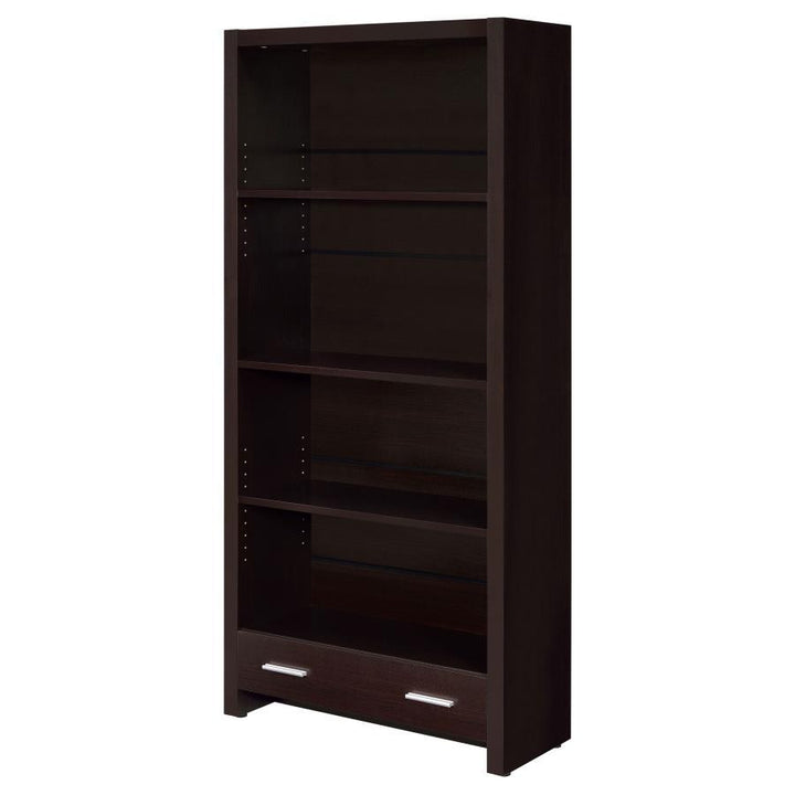 Skylar - 5 - Shelf Bookcase With Drawer - Cappuccino Standard Bookcase modern furniture Contempo Furniture