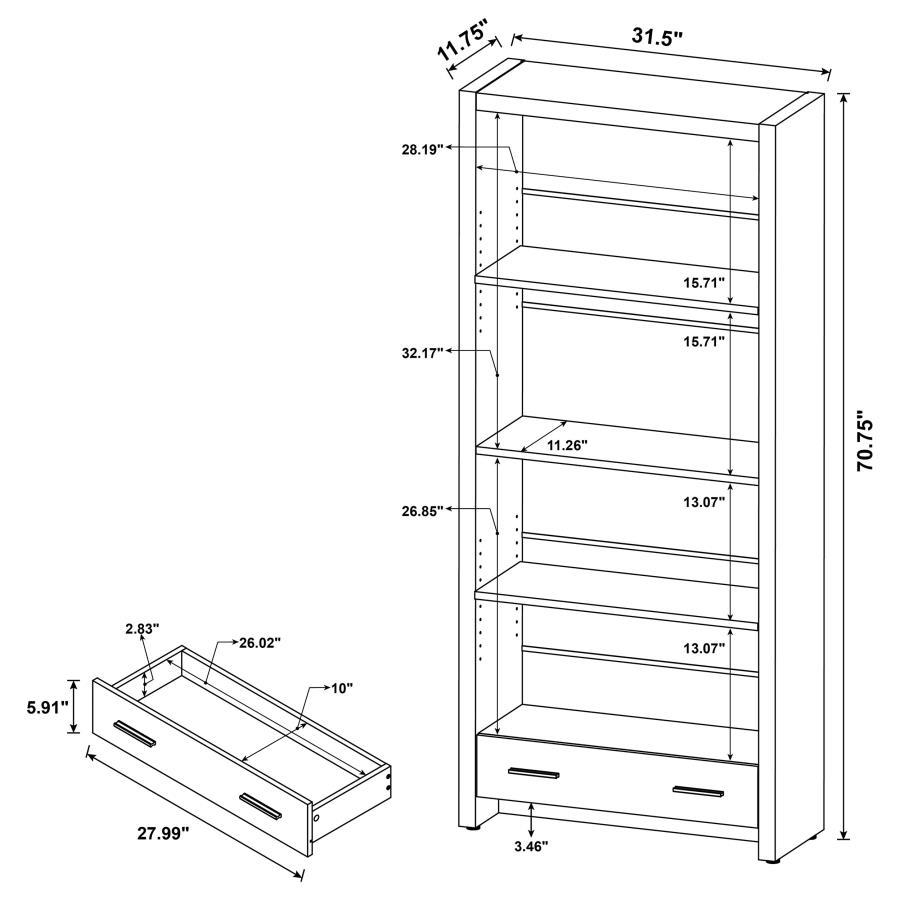 Skylar - 5 - Shelf Bookcase With Drawer - Cappuccino Standard Bookcase modern furniture Contempo Furniture