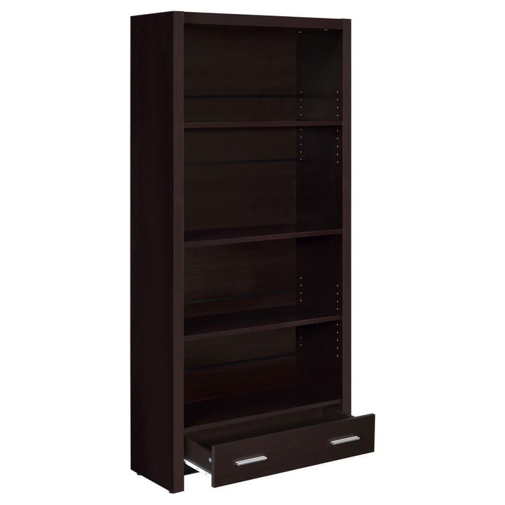 Skylar - 5 - Shelf Bookcase With Drawer - Cappuccino Standard Bookcase modern furniture Contempo Furniture