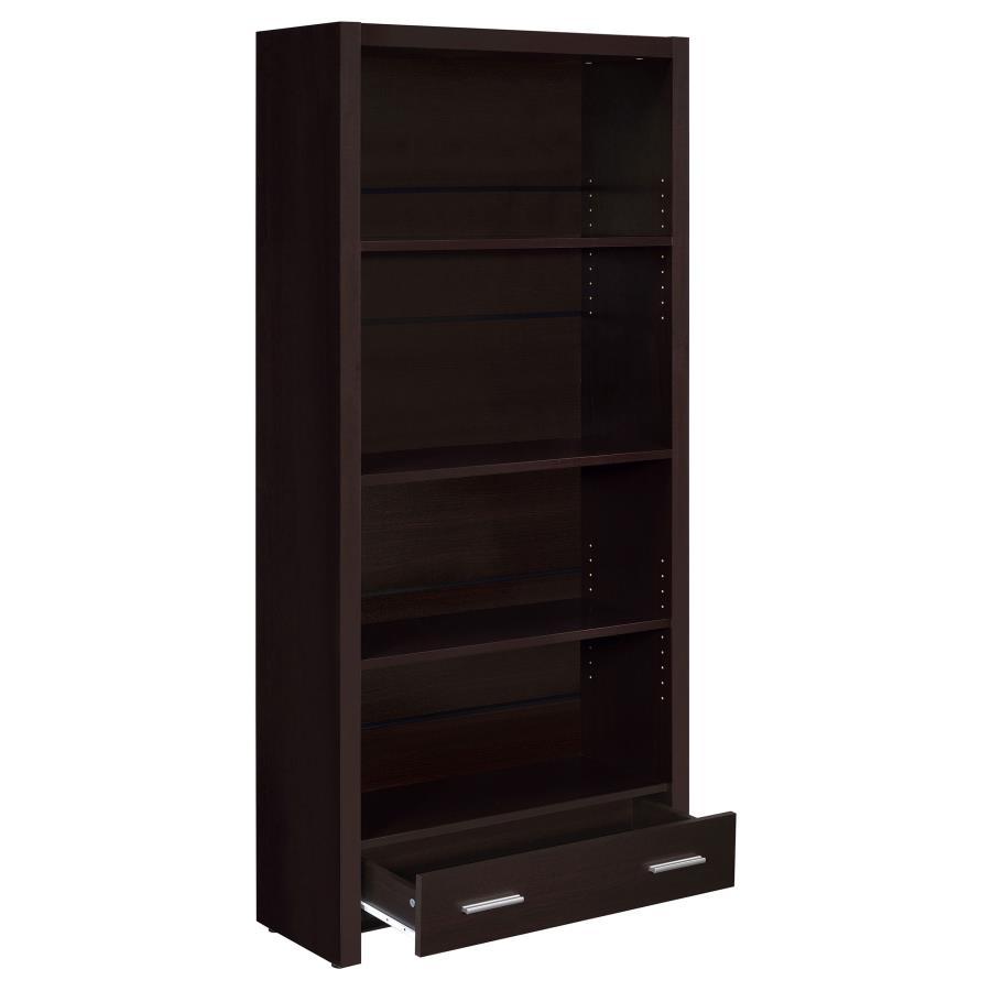 Skylar - 5 - Shelf Bookcase With Drawer - Cappuccino Standard Bookcase modern furniture Contempo Furniture