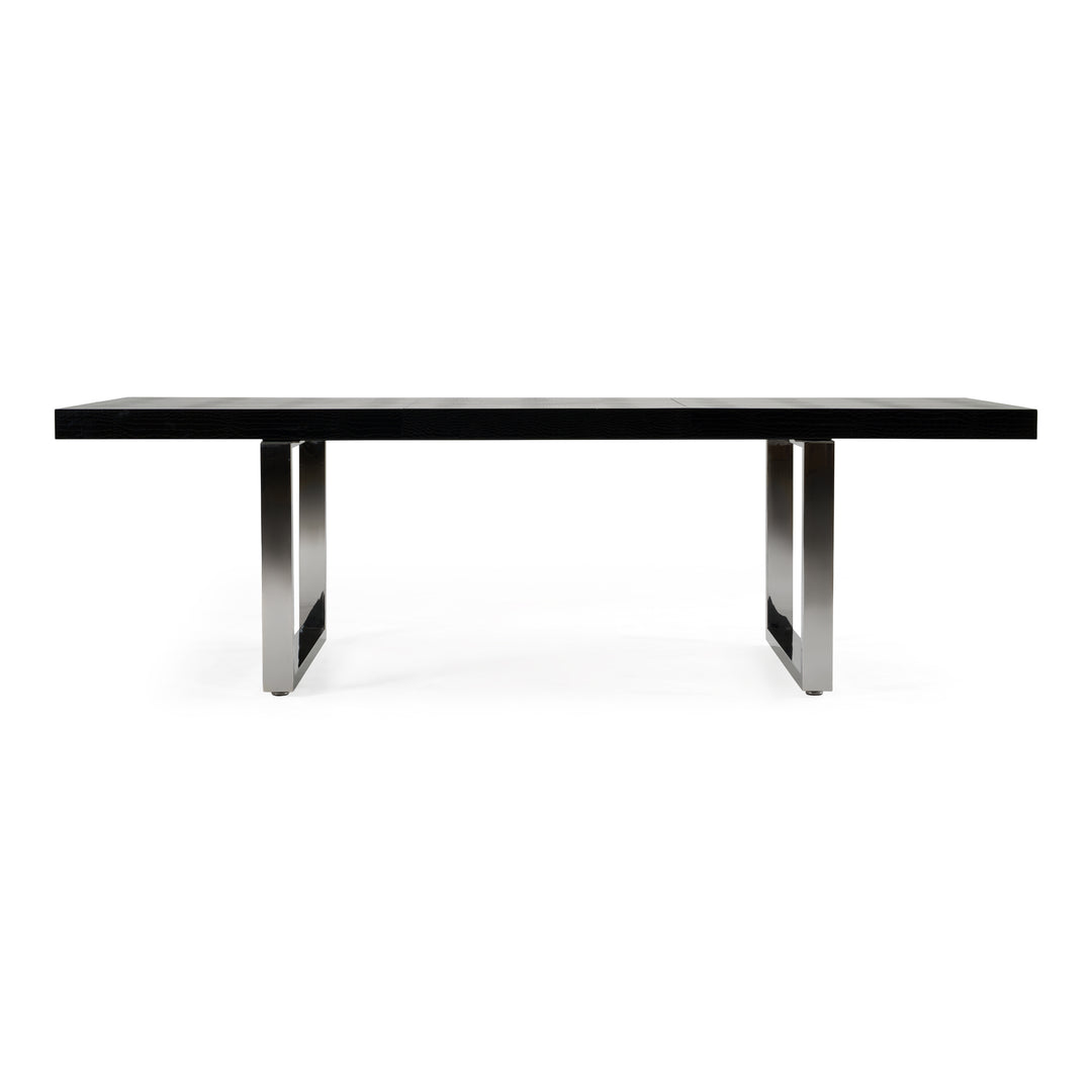 Skyline Modern Black Crocodile Lacquer Extendable Dining Table