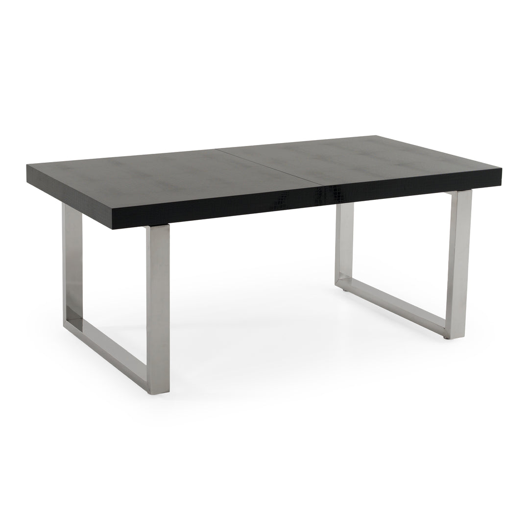 Skyline Modern Black Crocodile Lacquer Extendable Dining Table