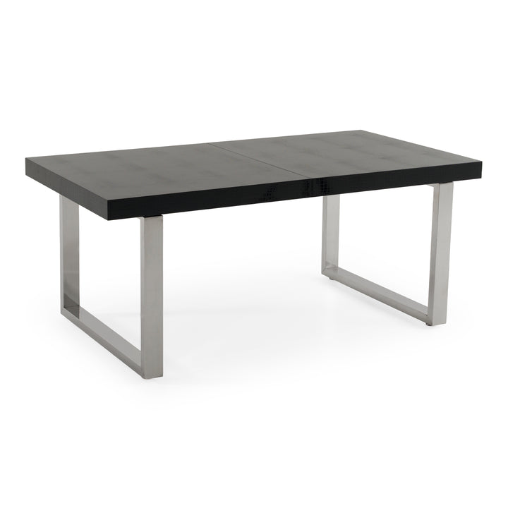Skyline Modern Black Crocodile Lacquer Extendable Dining Table