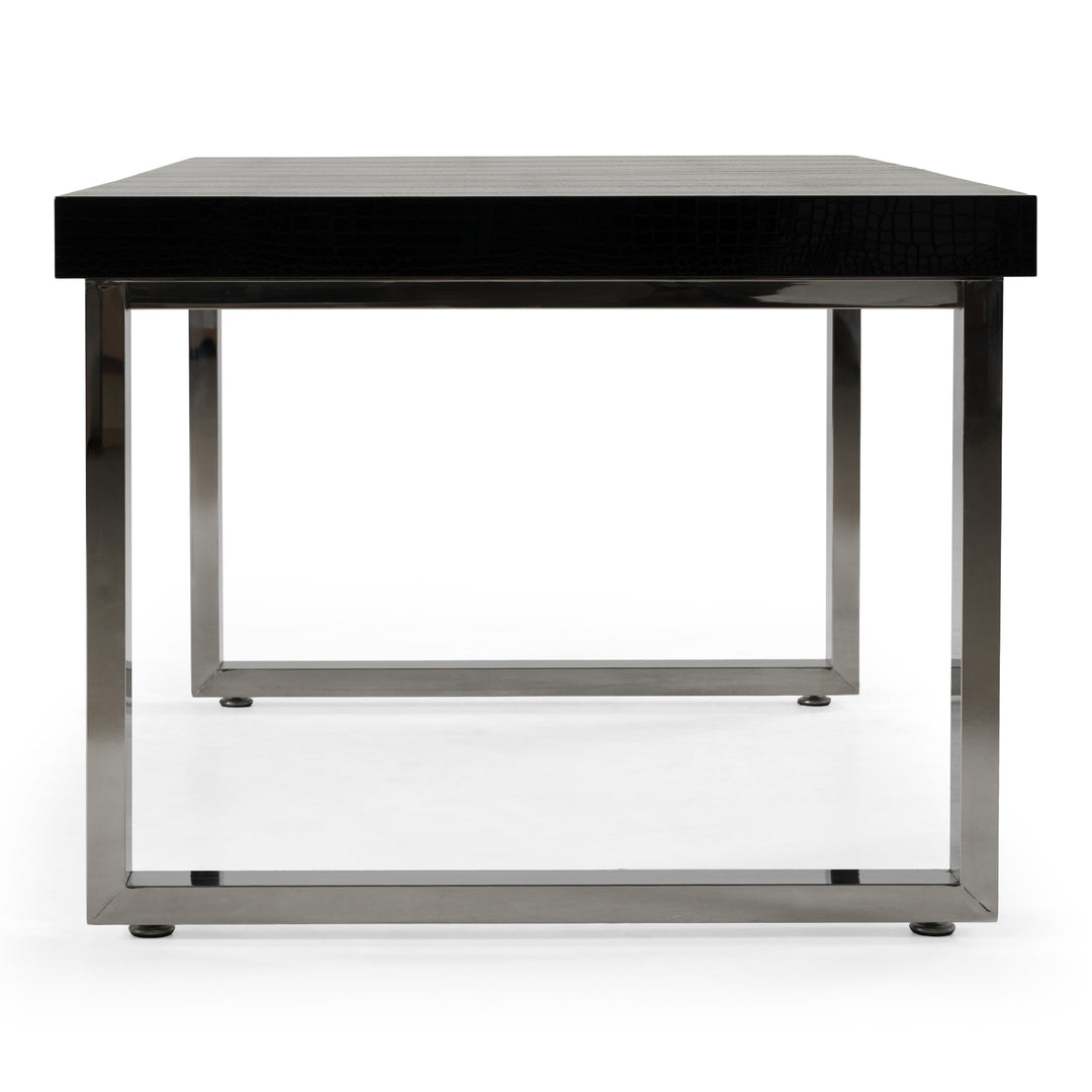 Skyline Modern Black Crocodile Lacquer Extendable Dining Table