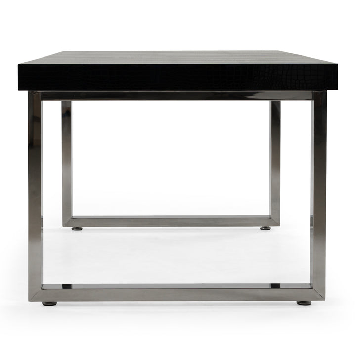Skyline Modern Black Crocodile Lacquer Extendable Dining Table - View 7