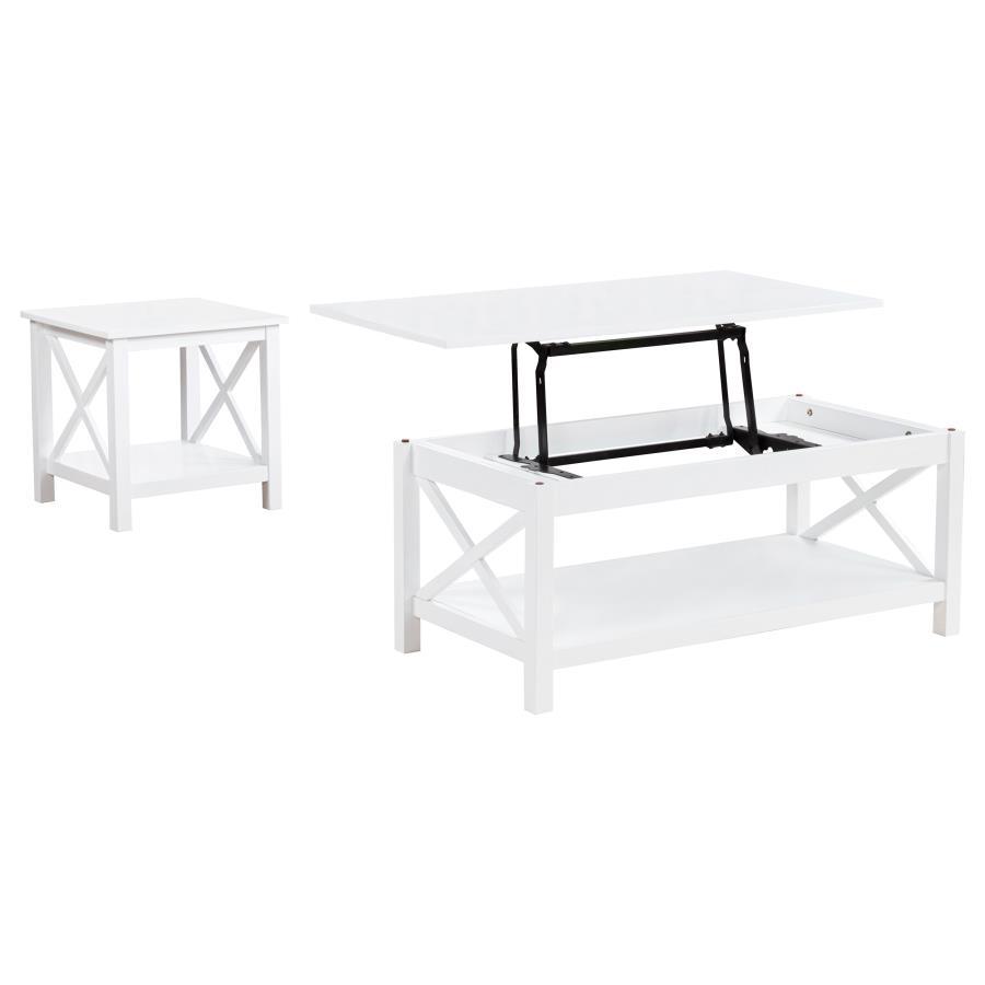 Skyview - 2 Piece Rectangular Lift Top Coffee Table Set - White Table Set modern furniture Contempo Furniture