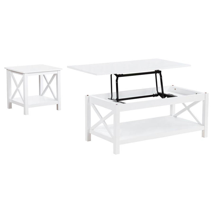 Skyview - 2 Piece Rectangular Lift Top Coffee Table Set - White Table Set modern furniture Contempo Furniture