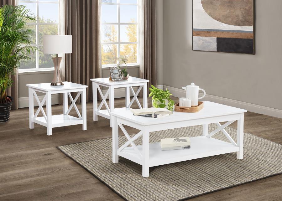 Skyview - 3 Piece Rectangular Lift Top Coffee Table Set - White Table Set modern furniture Contempo Furniture