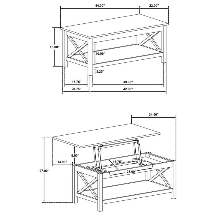 Skyview - 44" Rectangular Lift Top Coffee Table - White Coffee Table modern furniture Contempo Furniture