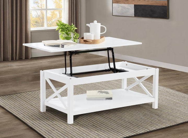 Skyview - 44" Rectangular Lift Top Coffee Table - White Coffee Table modern furniture Contempo Furniture