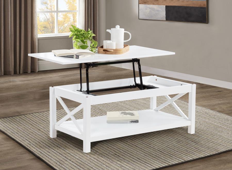 Skyview - 44" Rectangular Lift Top Coffee Table - White Coffee Table modern furniture Contempo Furniture