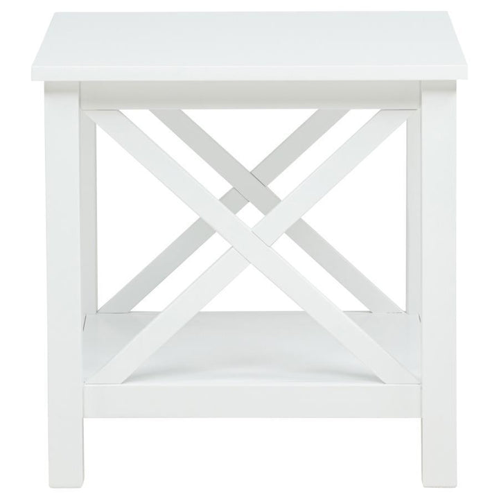 Skyview - Square Pine Wood Side End Table With Shelf - White End Table modern furniture Contempo Furniture