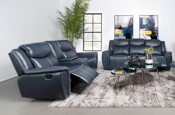Sloane - 2 Piece Upholstered Reclining Sofa Set - Blue Reclining Sofa &amp; Loveseat modern furniture Contempo Furniture