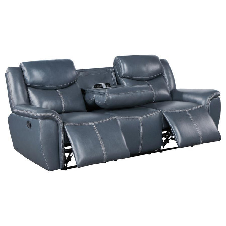 Sloane - 3 Piece Upholstered Reclining Sofa Set - Blue 3 - Piece Living Room Set modern furniture Contempo Furniture